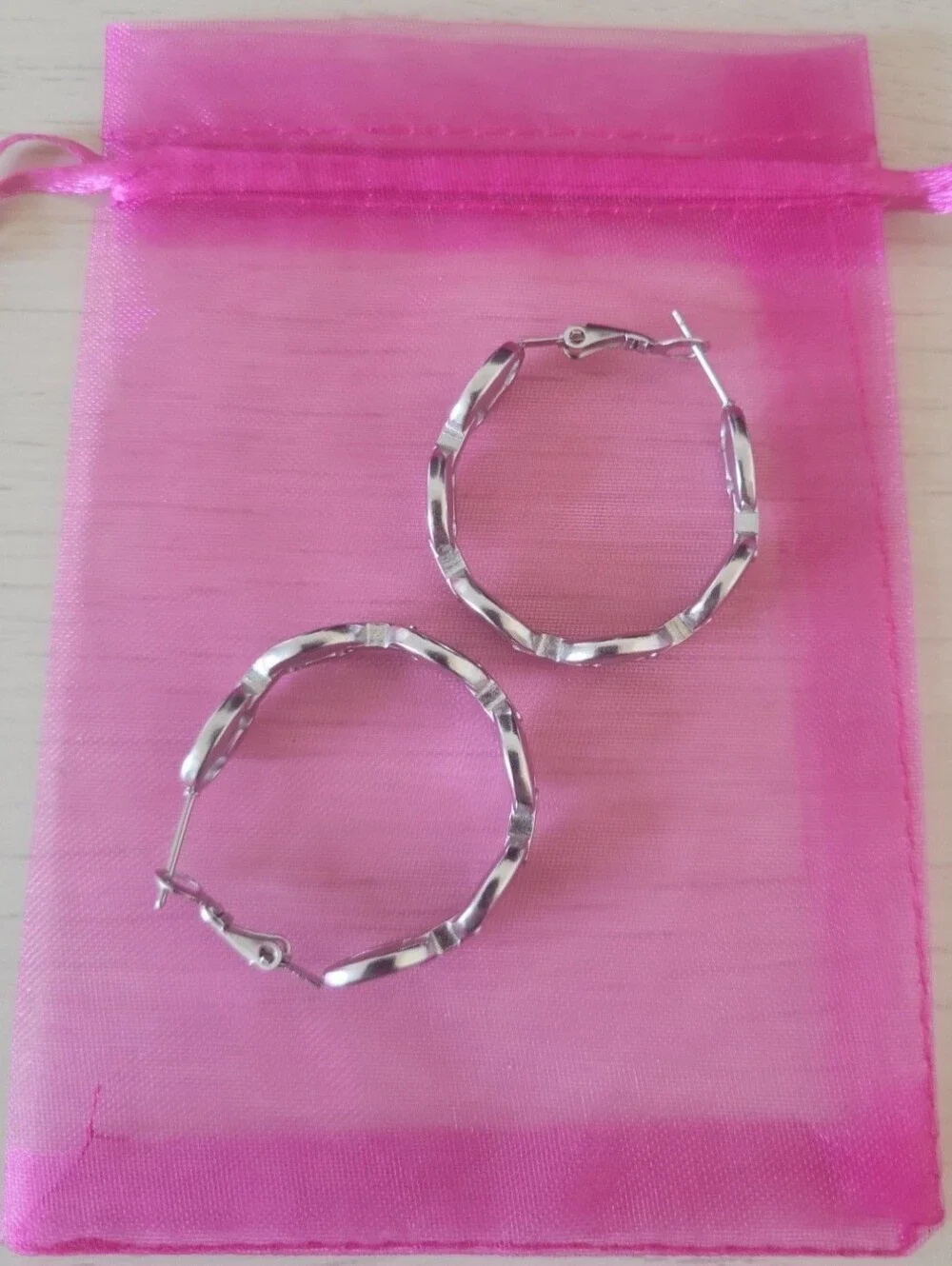 Sterling Silver Link Hoop Earrings - Silver